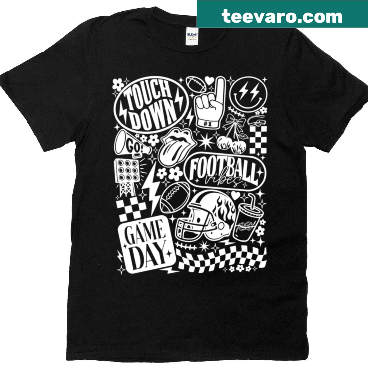 Vintage football season t-shirt with playful game day graphic — on a men's t-shirt