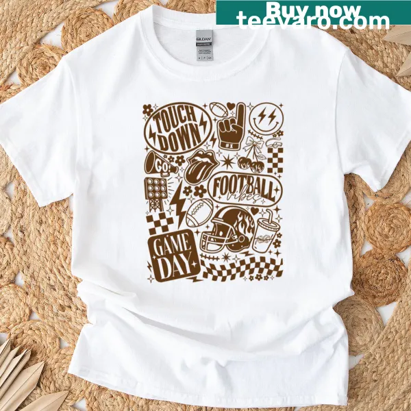Vintage football t-shirt with game day and touchdown graphics