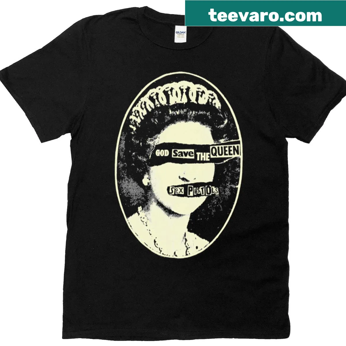 Vintage punk rock t-shirt with 'God Save The Queen' print — on a men's t-shirt