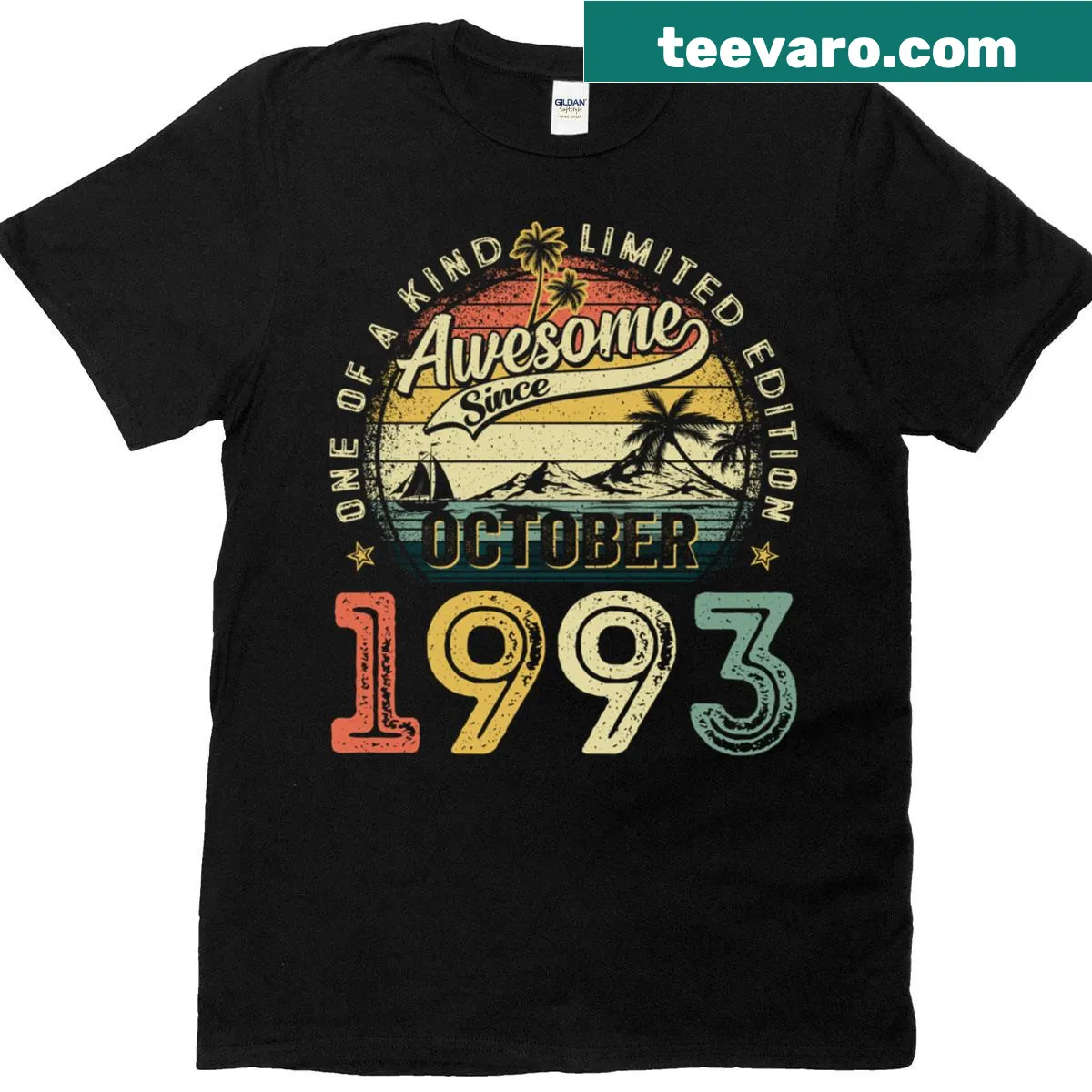 Vintage-style t-shirt featuring retro design for 32nd birthday — on a men's t-shirt