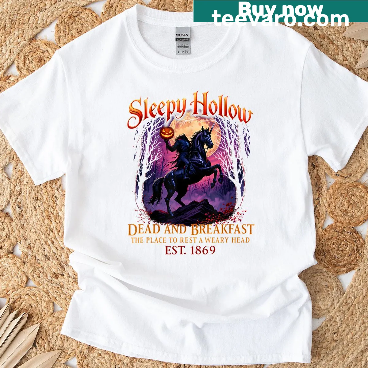 Illustration of the Headless Horseman Halloween T-shirt — on a men's t-shirt