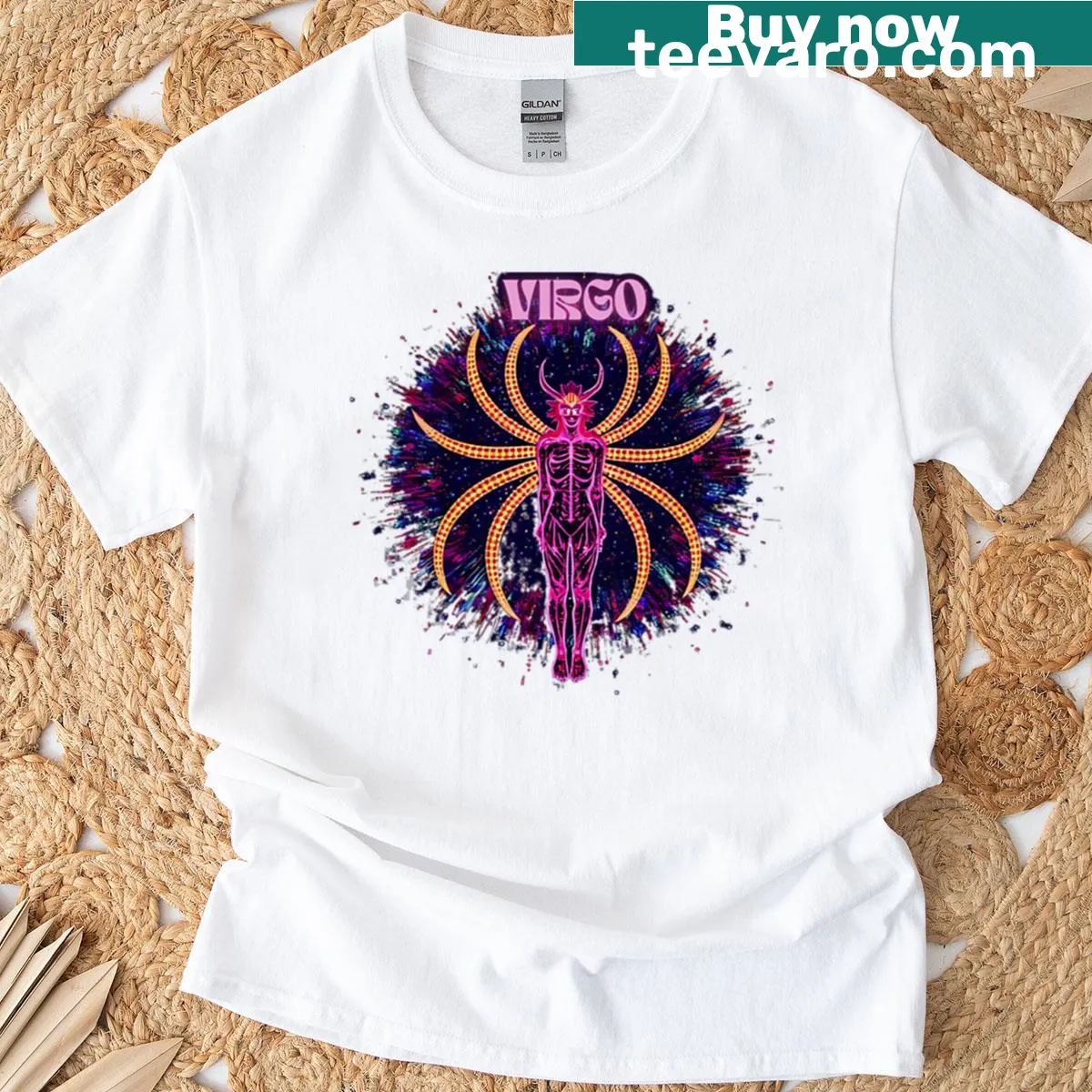 Virgo zodiac symbol t-shirt — on a men's t-shirt