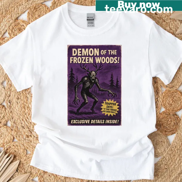 Wendigo tabloid cover t-shirt with fantasy horror design