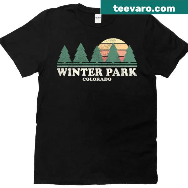 Vintage retro 70s design T-shirt with a nostalgic winter park theme.