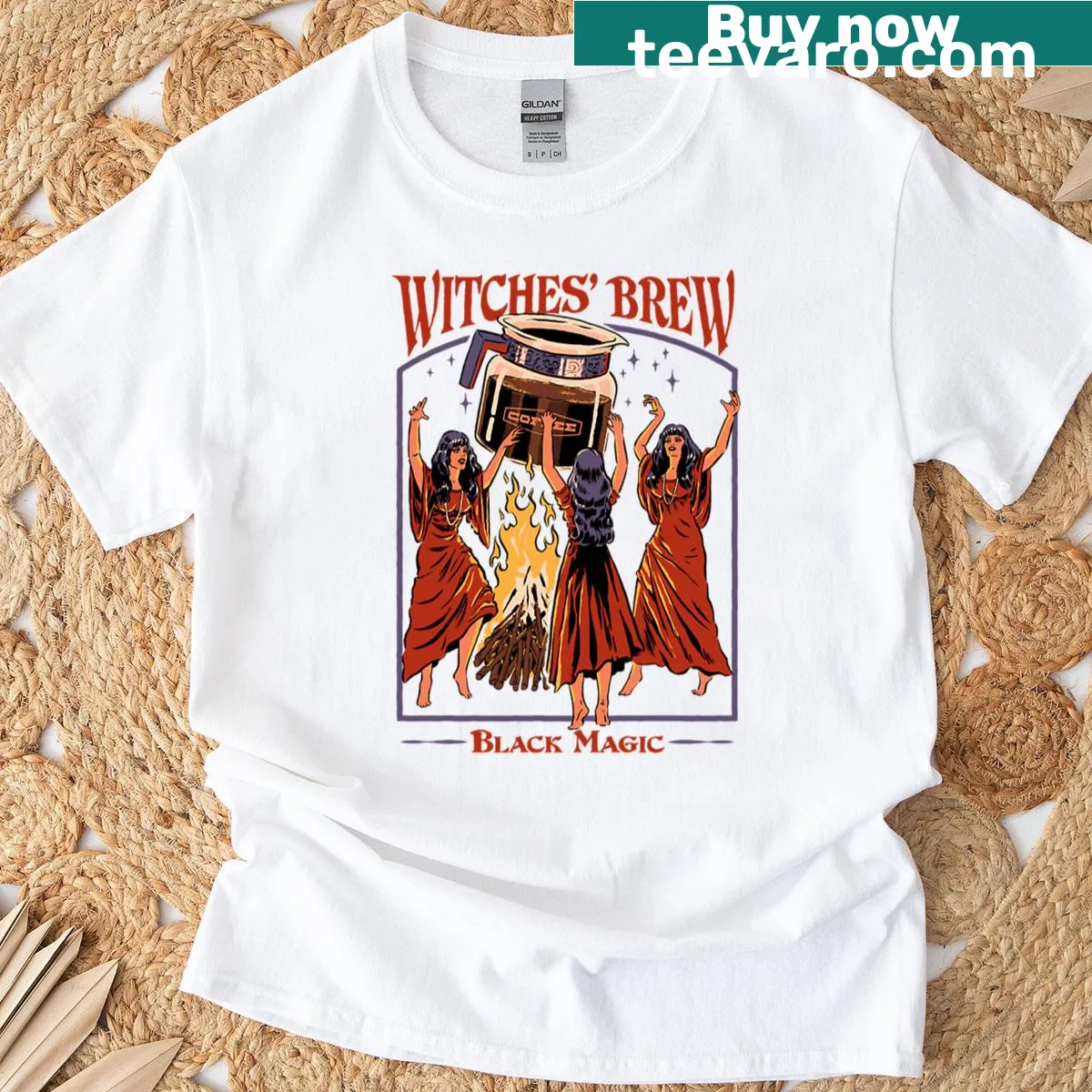 Witches Brew t-shirt with playful typography — on a men's t-shirt