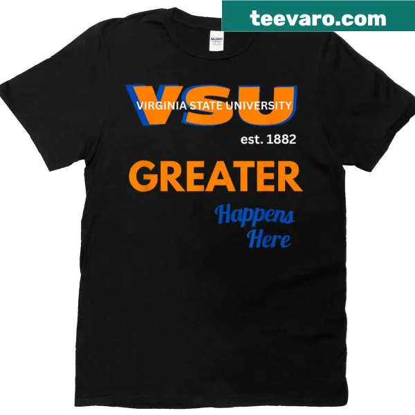 HBCU pride T-shirt with 'Greater Happens Here' text and 1882