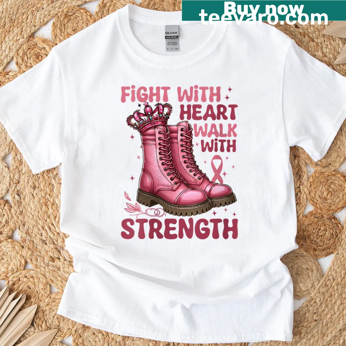 Breast cancer awareness T-shirt with pink ribbon design — on a men's t-shirt
