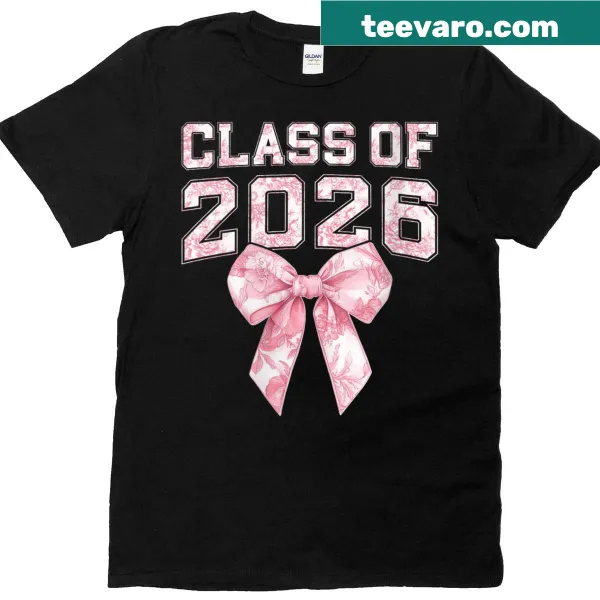 Class of 2026 graduation T-shirt with a bow design