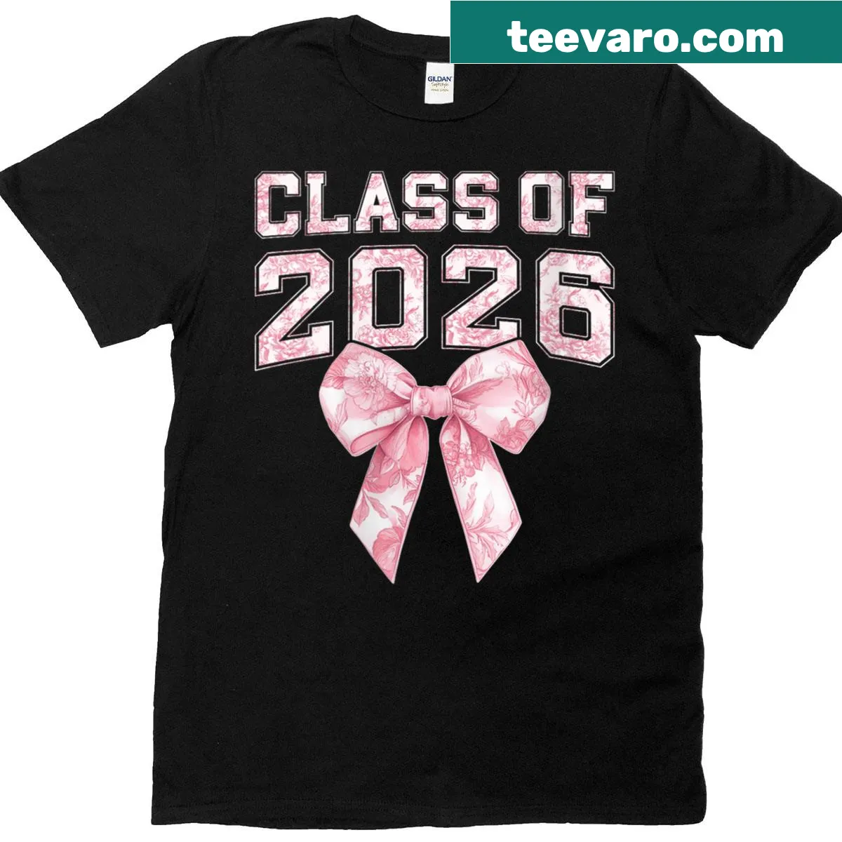 Class of 2026 graduation T-shirt with a bow design — on a men's t-shirt