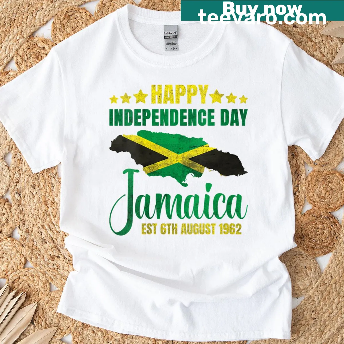 Proud Independence Day Jamaica t-shirt for women — on a men's t-shirt