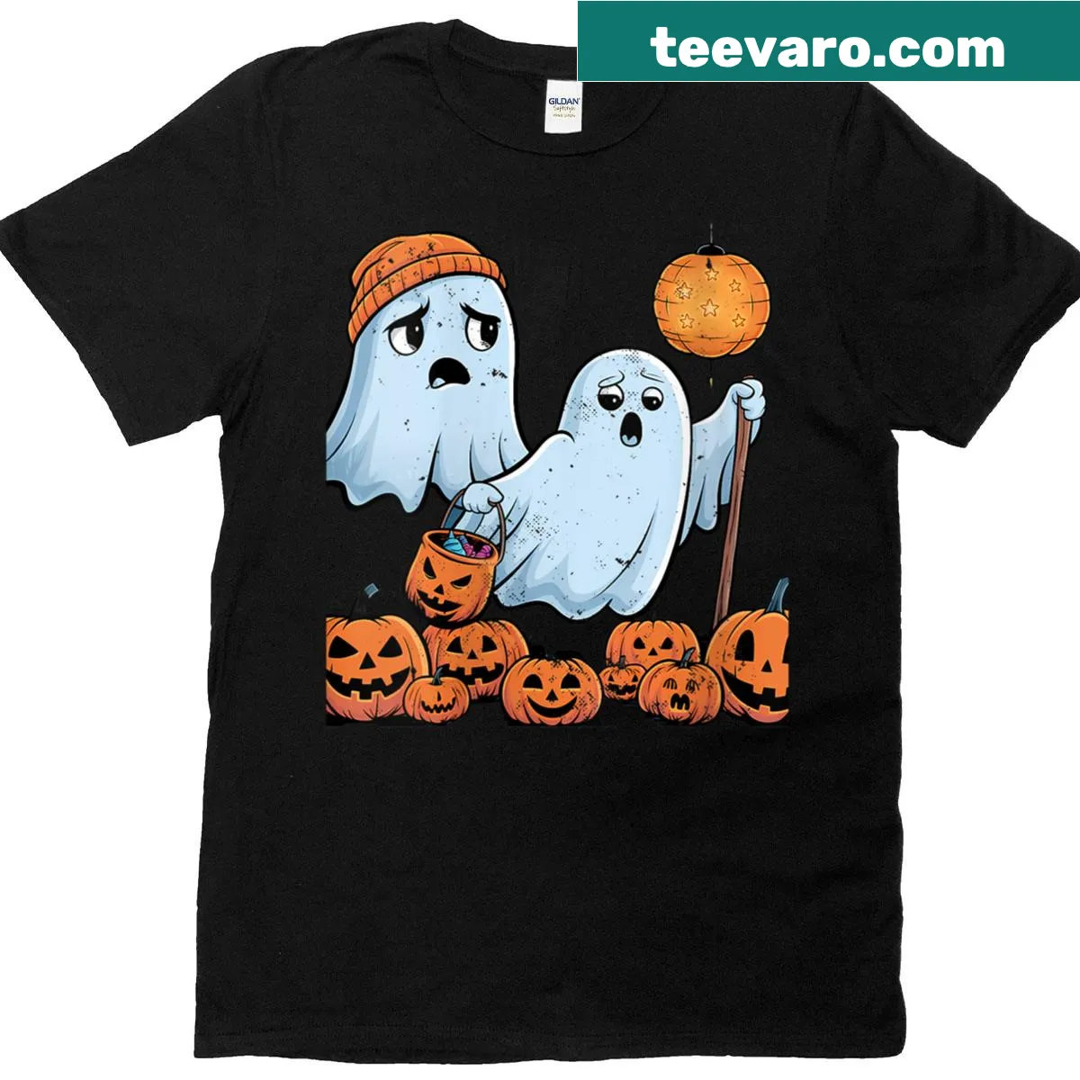 Cute vintage-style ghost design for Halloween T-shirt — on a men's t-shirt
