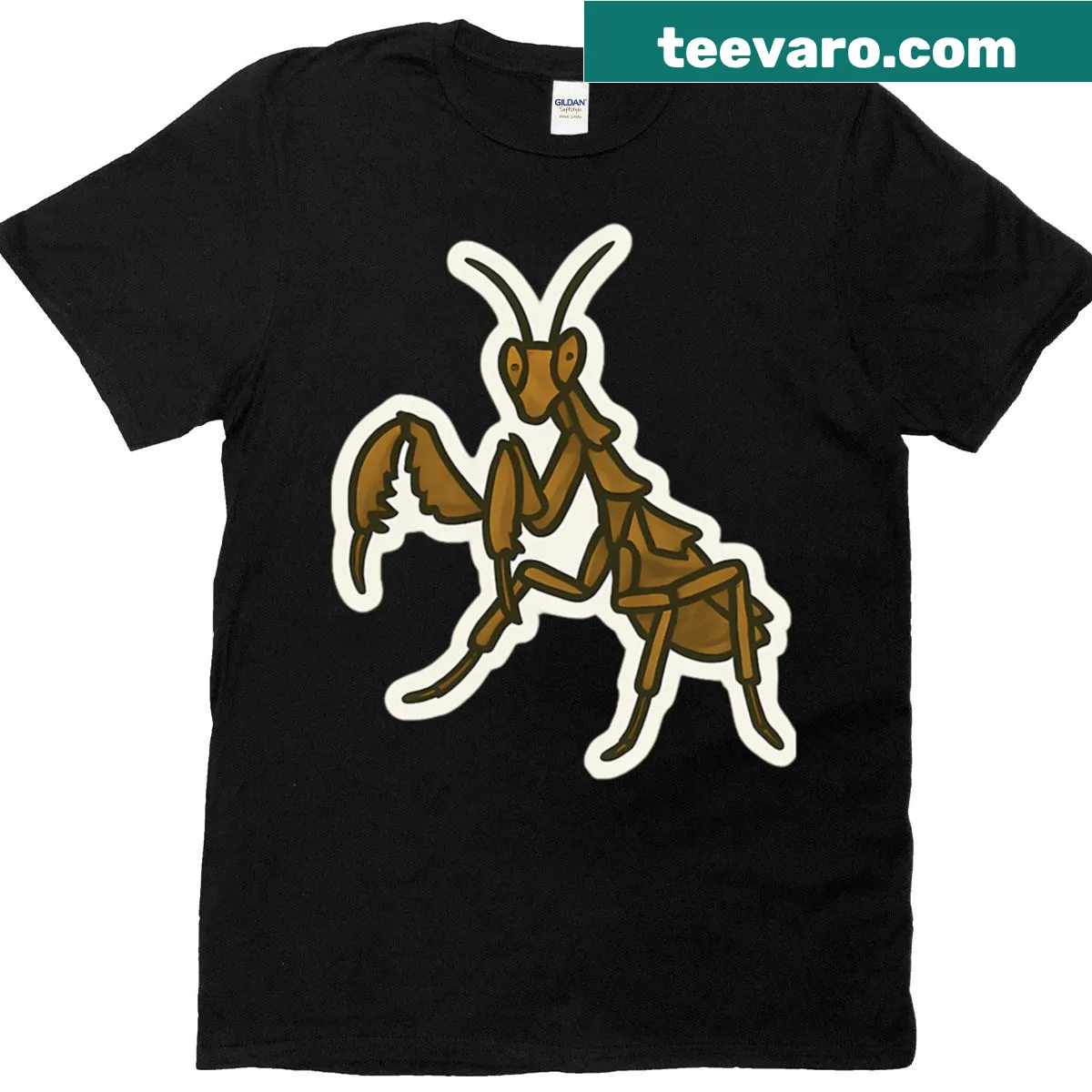 Illustration of a mantis on a casual T-shirt — on a men's t-shirt