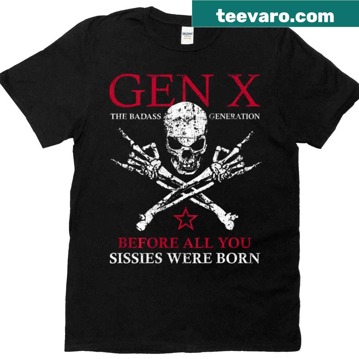 Skull hand graphic T-shirt representing rock culture — on a men's t-shirt