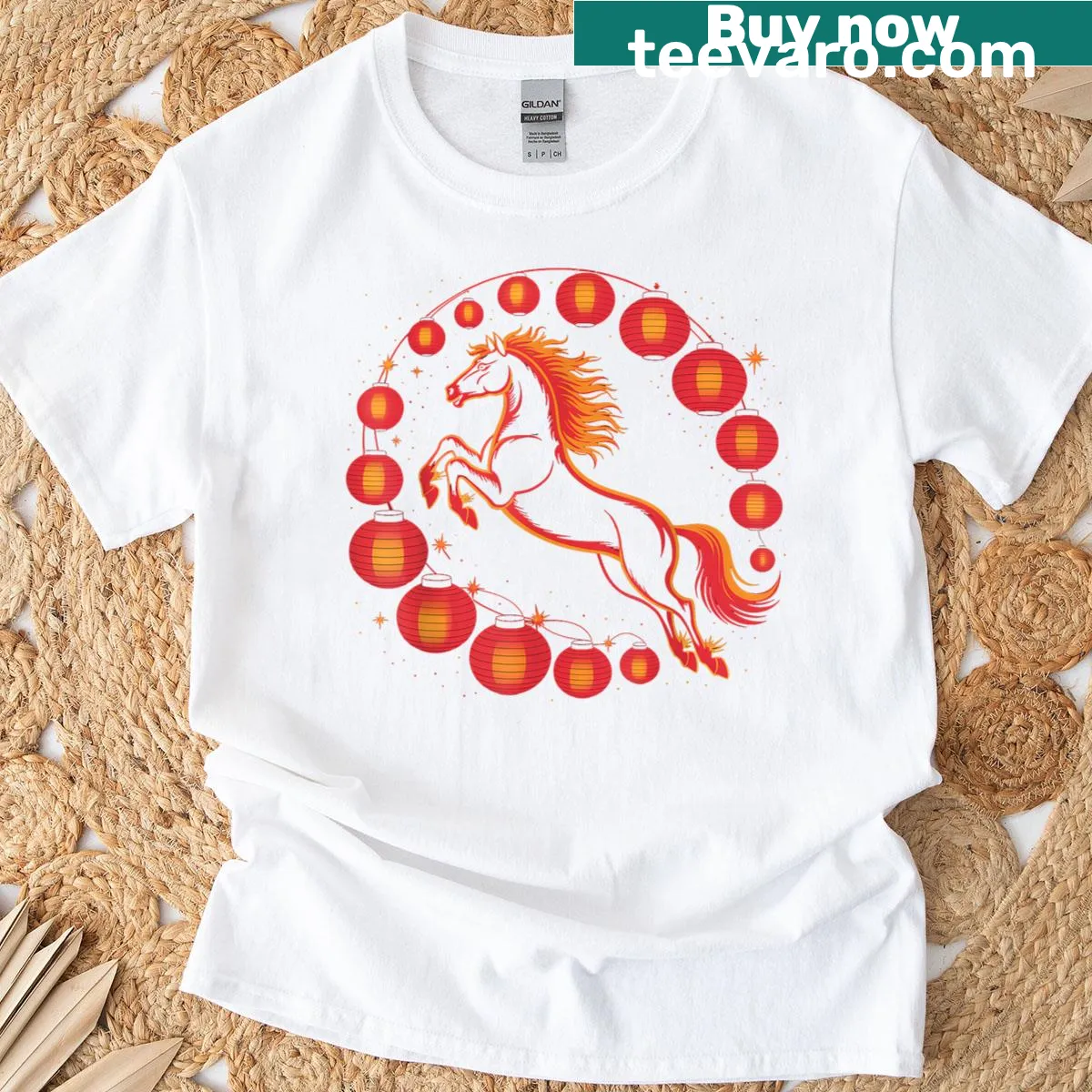 Lunar New Year t-shirt celebrating the Year of the Horse 2026 — on a men's t-shirt