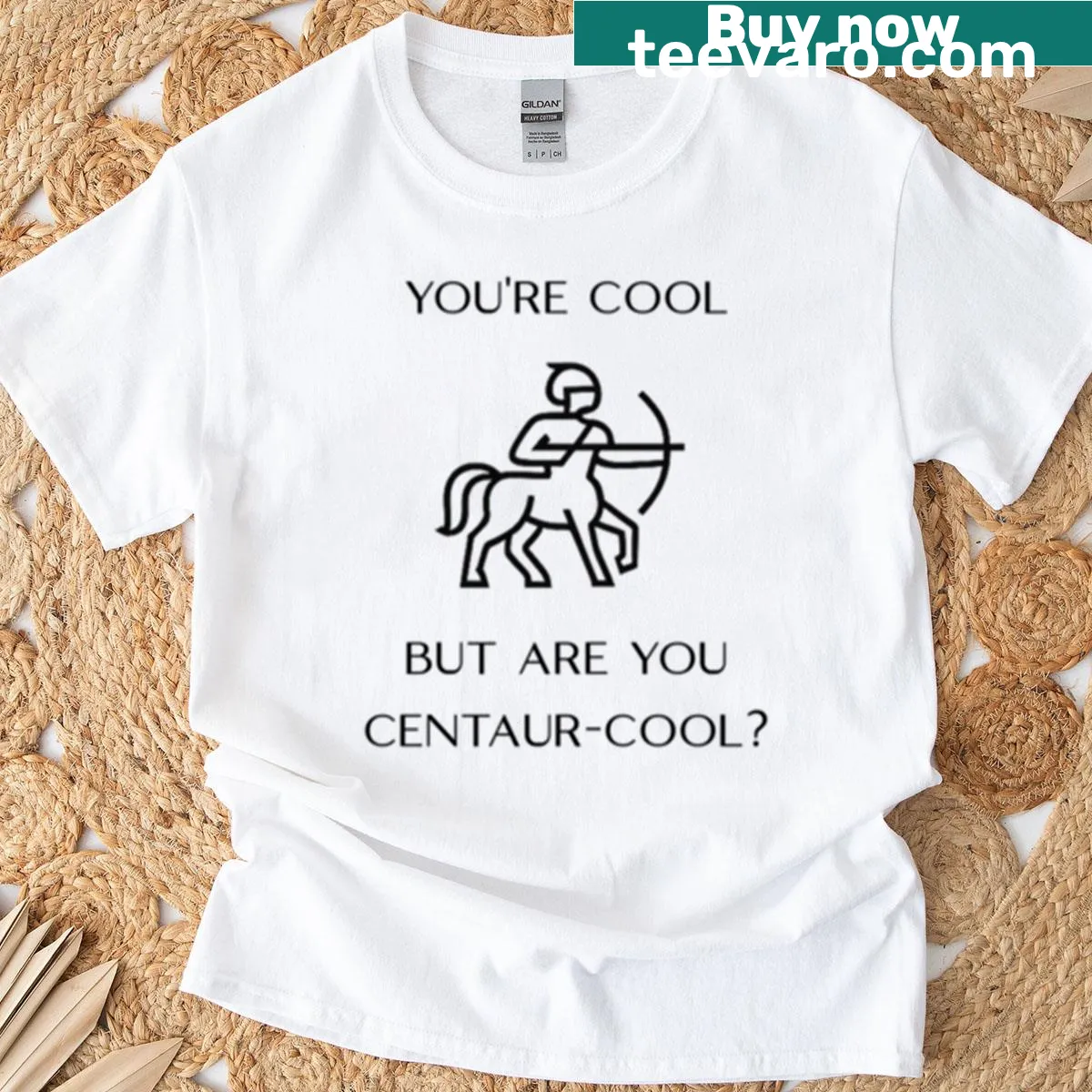 T-shirt featuring the phrase 'Youre Cool But Are You Centaur-cool' designed for fantasy fans. — on a men's t-shirt