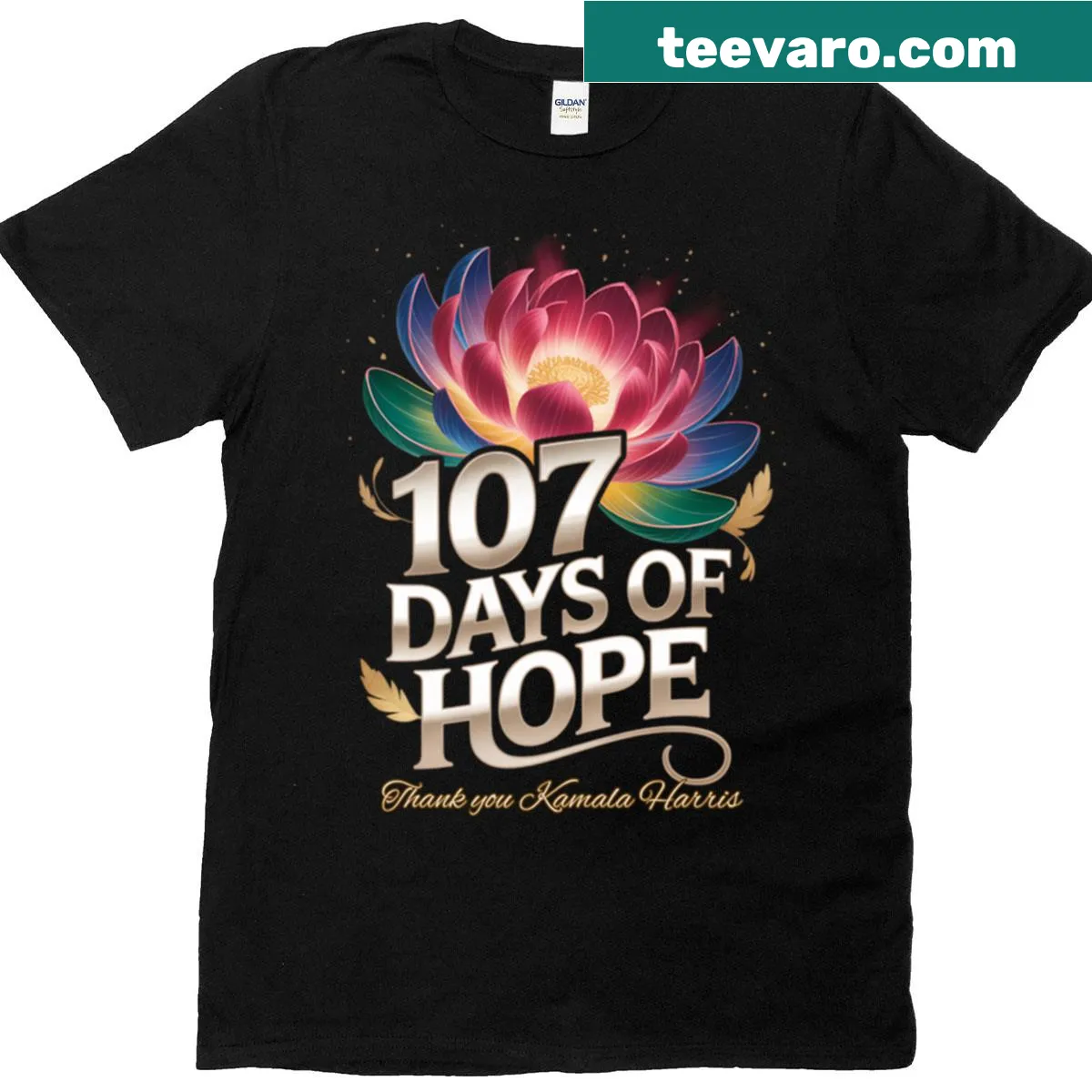 T-shirt featuring a flower parody of Kamala Harris and basketball theme. — on a men's t-shirt