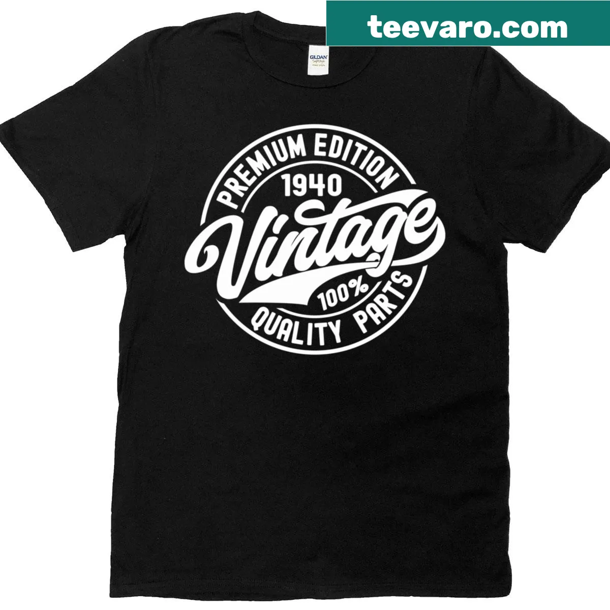 Vintage-style birthday T-shirt celebrating those born in 1940 — on a men's t-shirt