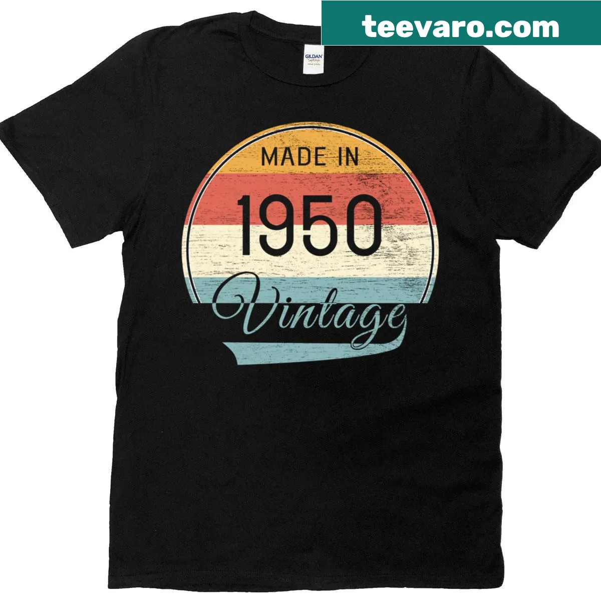 Vintage T-shirt celebrating those born in 1950 with classic graphics. — on a men's t-shirt