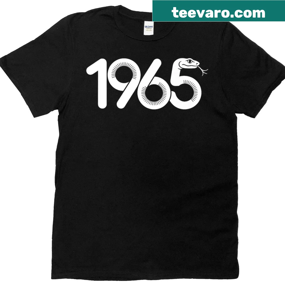 Personalized T-shirt featuring 1965 Snake zodiac word art — on a men's t-shirt
