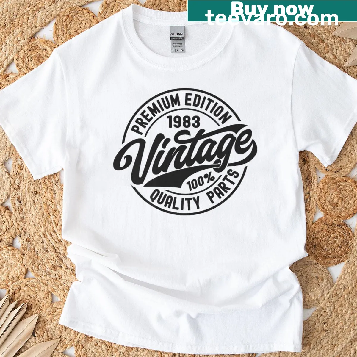 Vintage-style T-shirt celebrating 1983 birthday — on a men's t-shirt