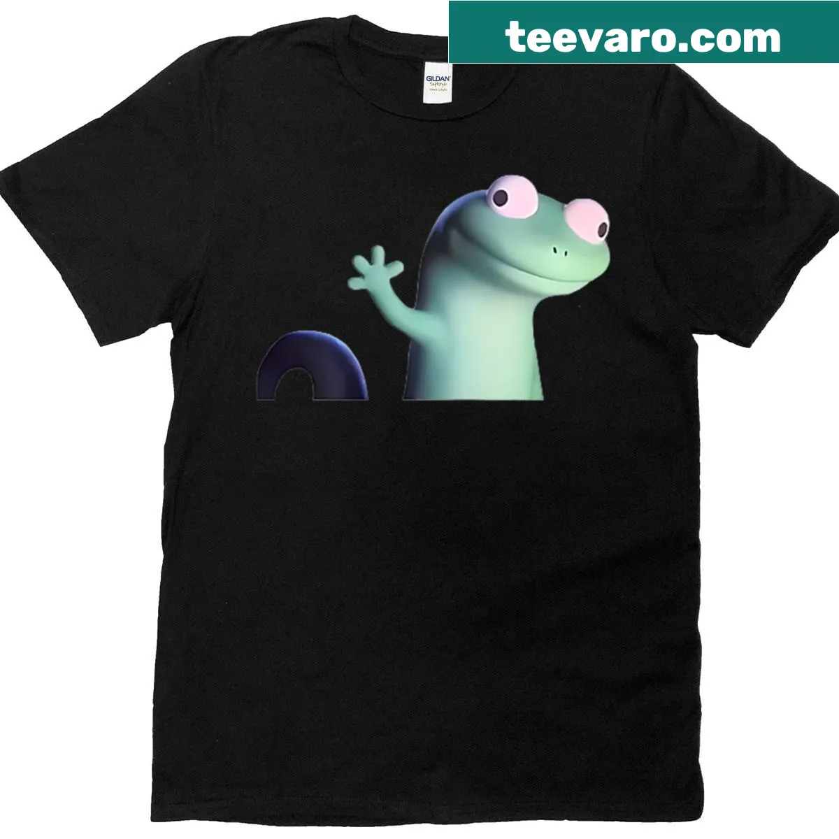 Funny cartoon lizard design on a Gen Z-inspired t-shirt — on a men's t-shirt
