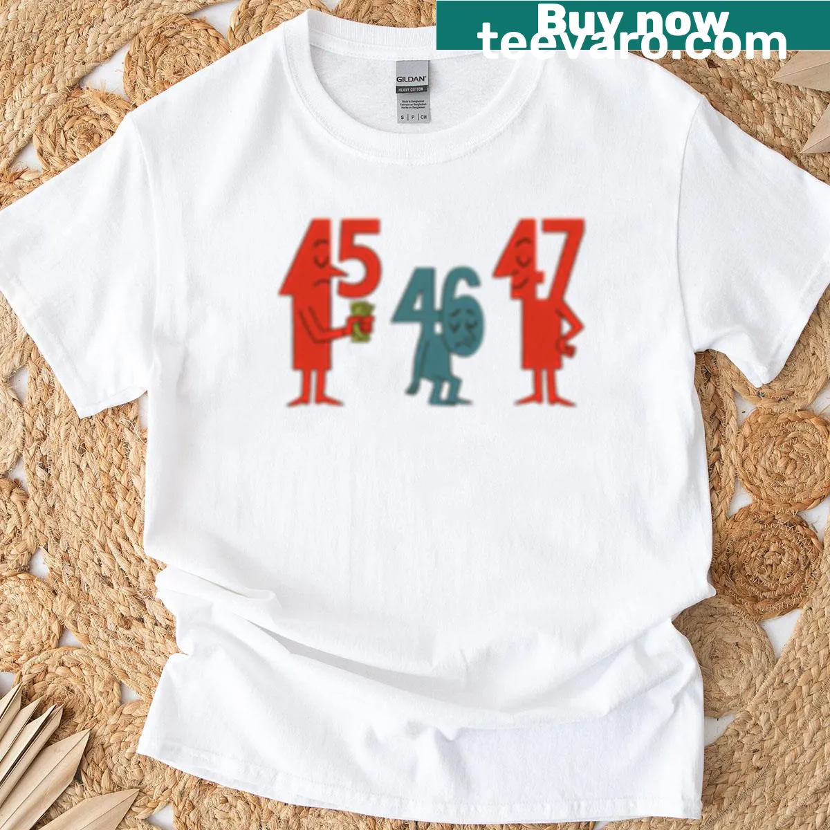 T-shirt with text graphic saying 45-47 Republican — on a men's t-shirt