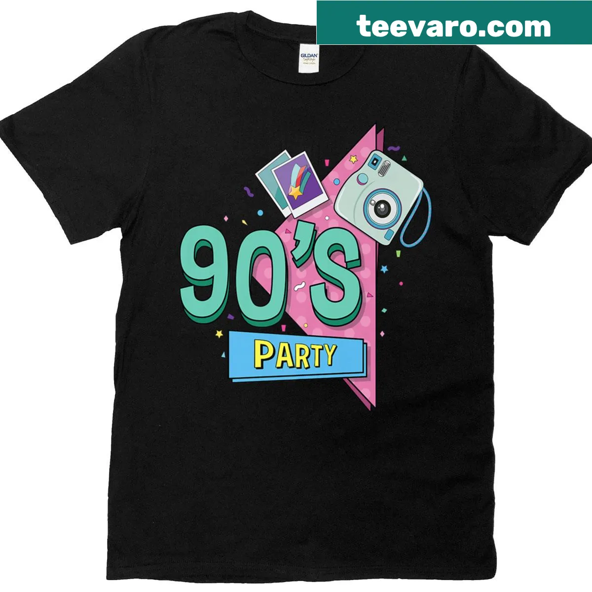 Vintage 90s party-themed T-shirt with retro design — on a men's t-shirt