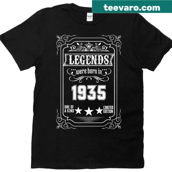 Vintage t-shirt celebrating a 90th birthday with 'Legends Born In 1935' text