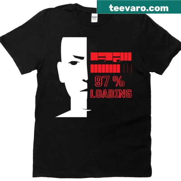 Playful oversized t-shirt featuring '97 Loading' text in abstract typography