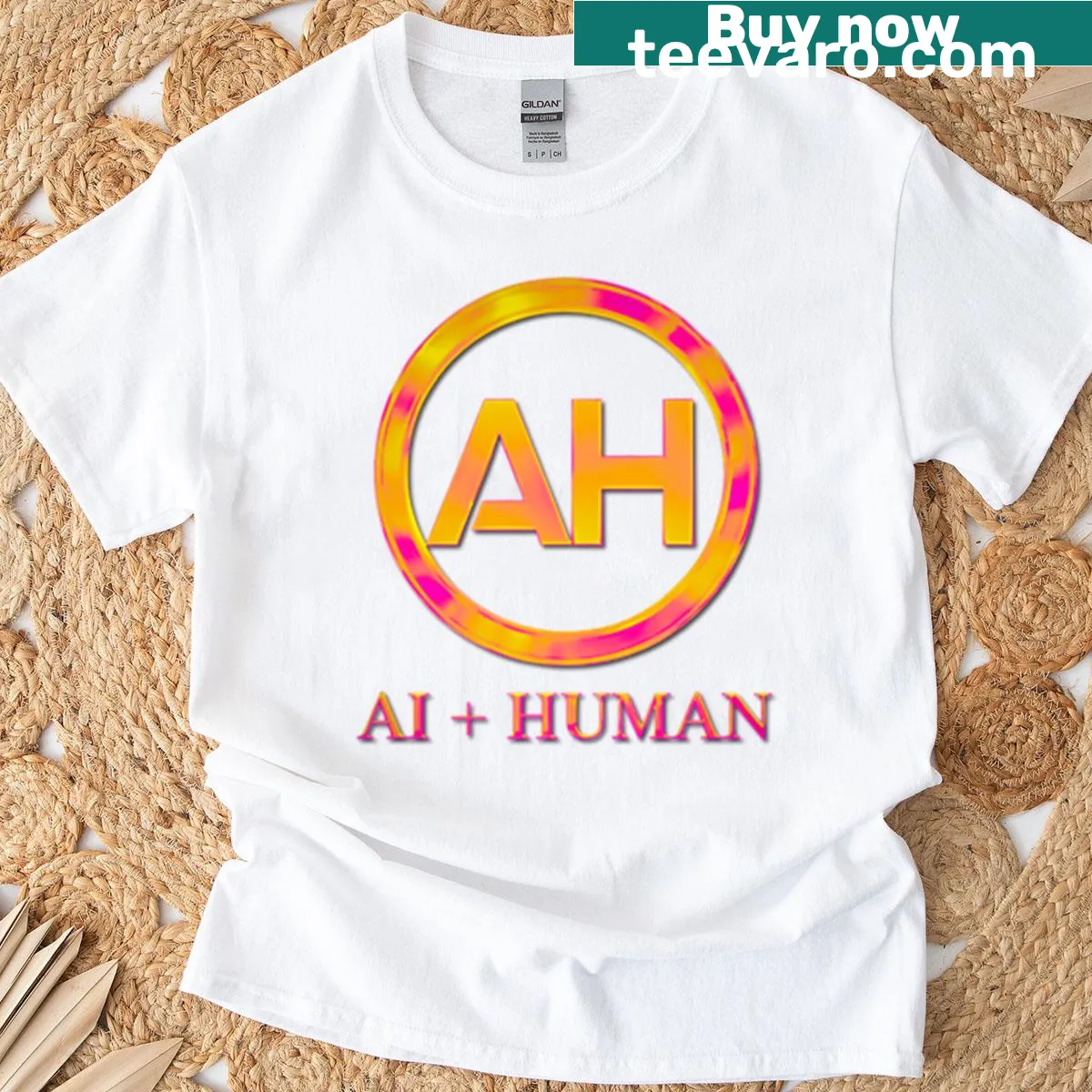Playful AI logo graphic on a T-shirt — on a men's t-shirt