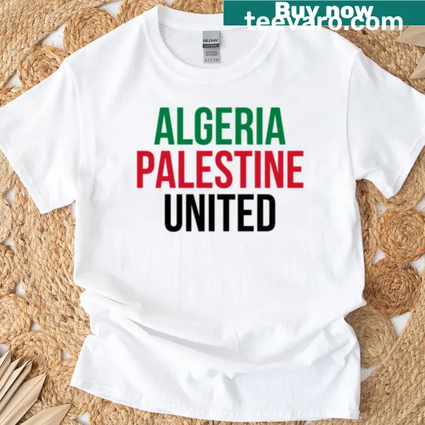 Bold typography design T-shirt representing Algeria and Palestine identity
