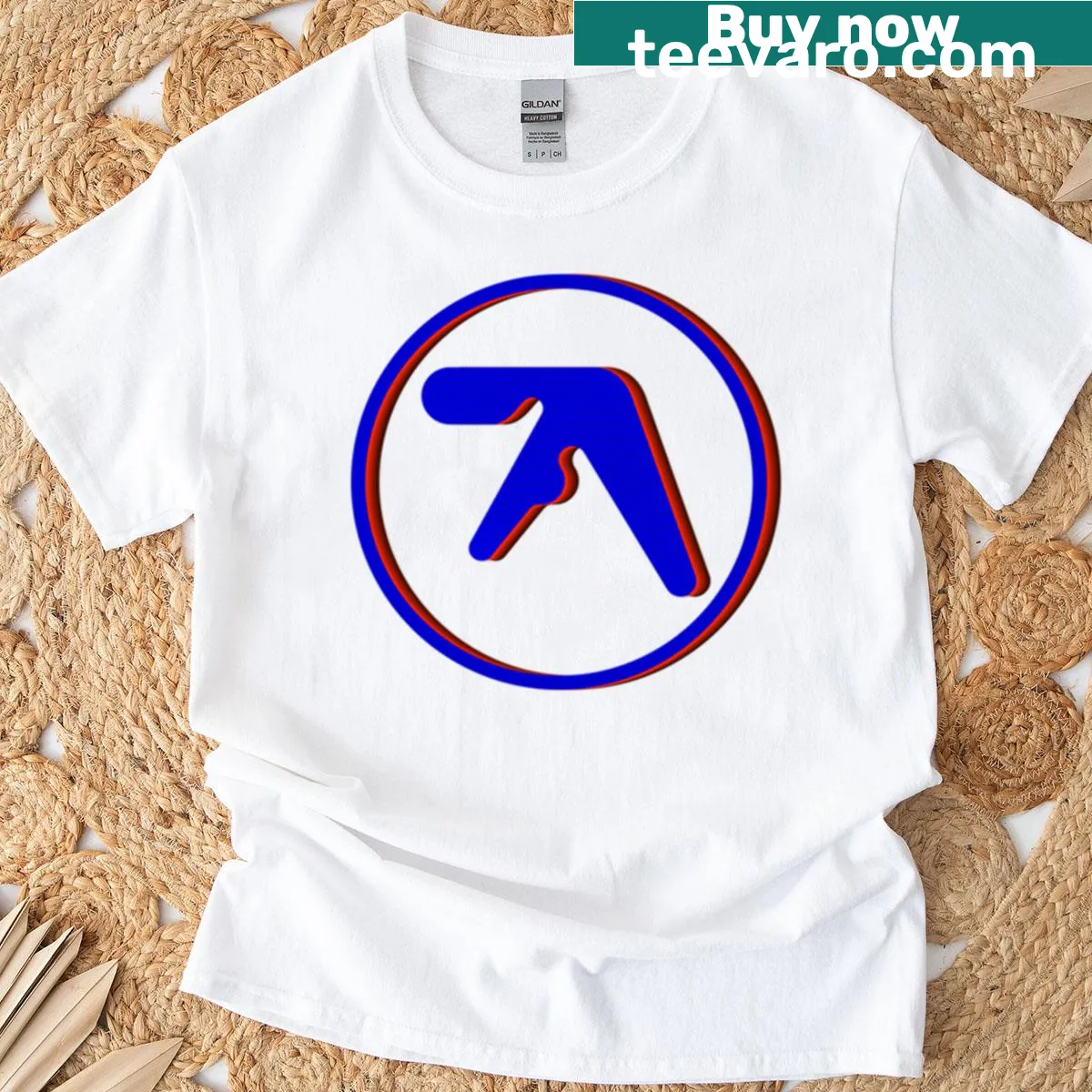 Aphex Twin logo graphic on a T-shirt — on a men's t-shirt