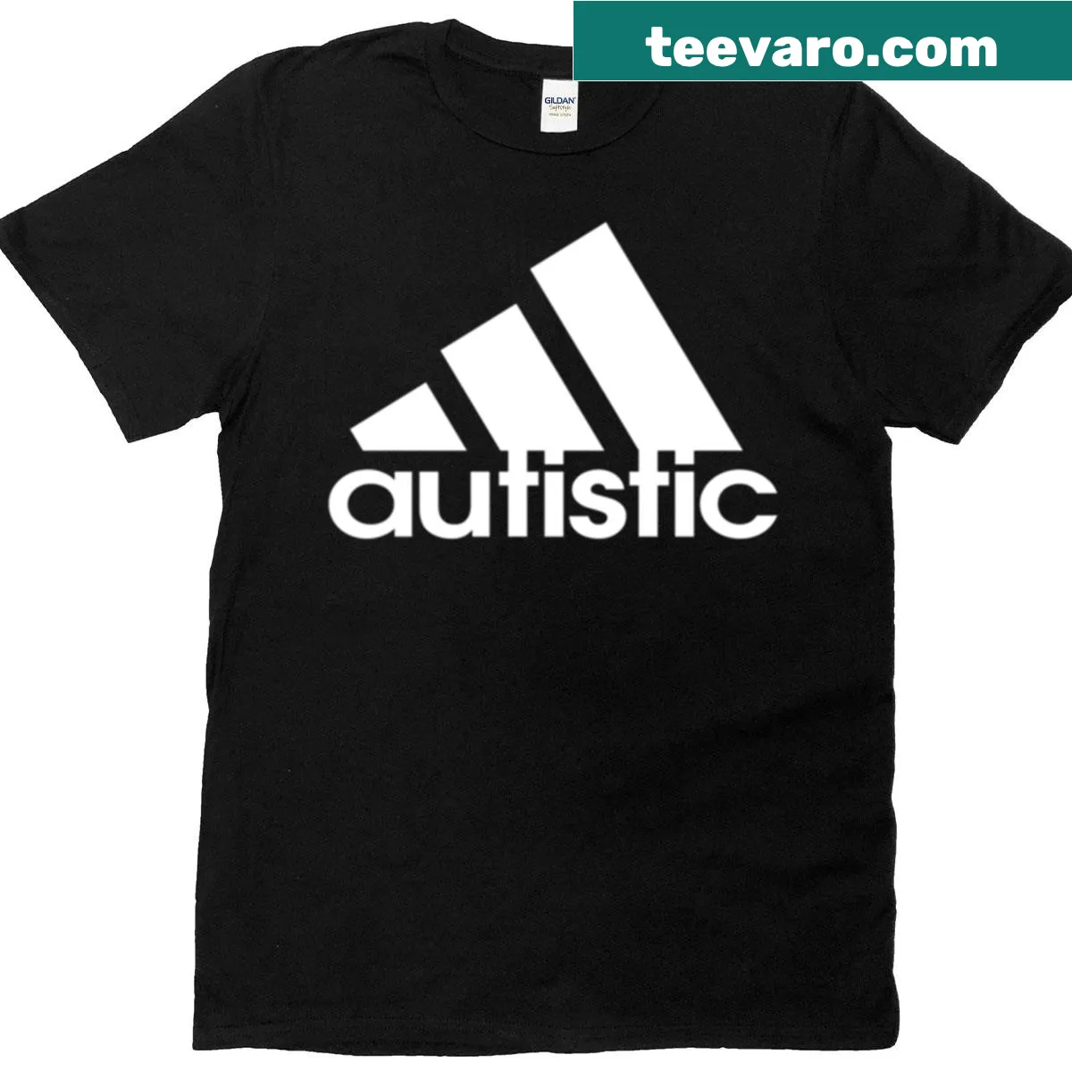 White t-shirt with an abstract logo symbolizing autism awareness — on a men's t-shirt
