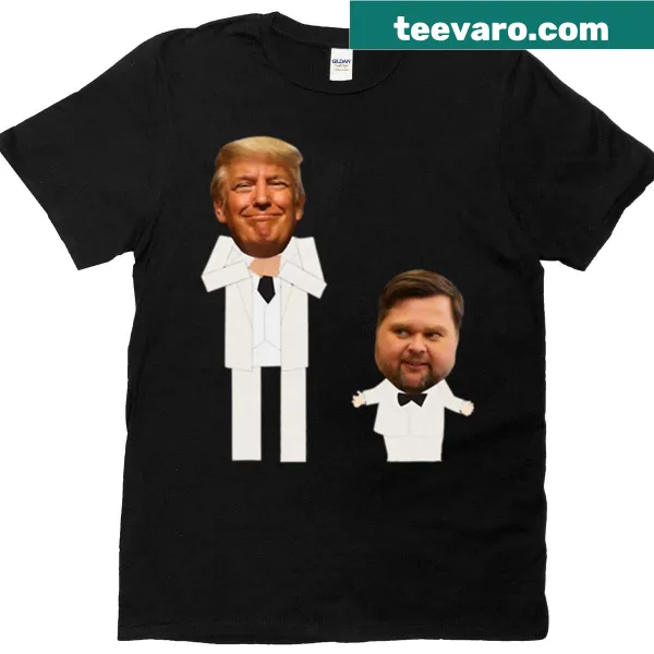 Oversized T-shirt featuring Baby Vance and caricature of Father Trump.