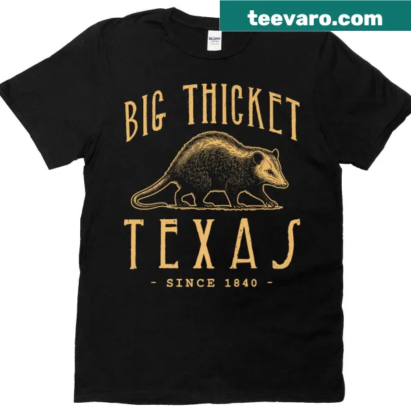 Vintage design T-shirt featuring an opossum graphic inspired by Big Thicket Texas.
