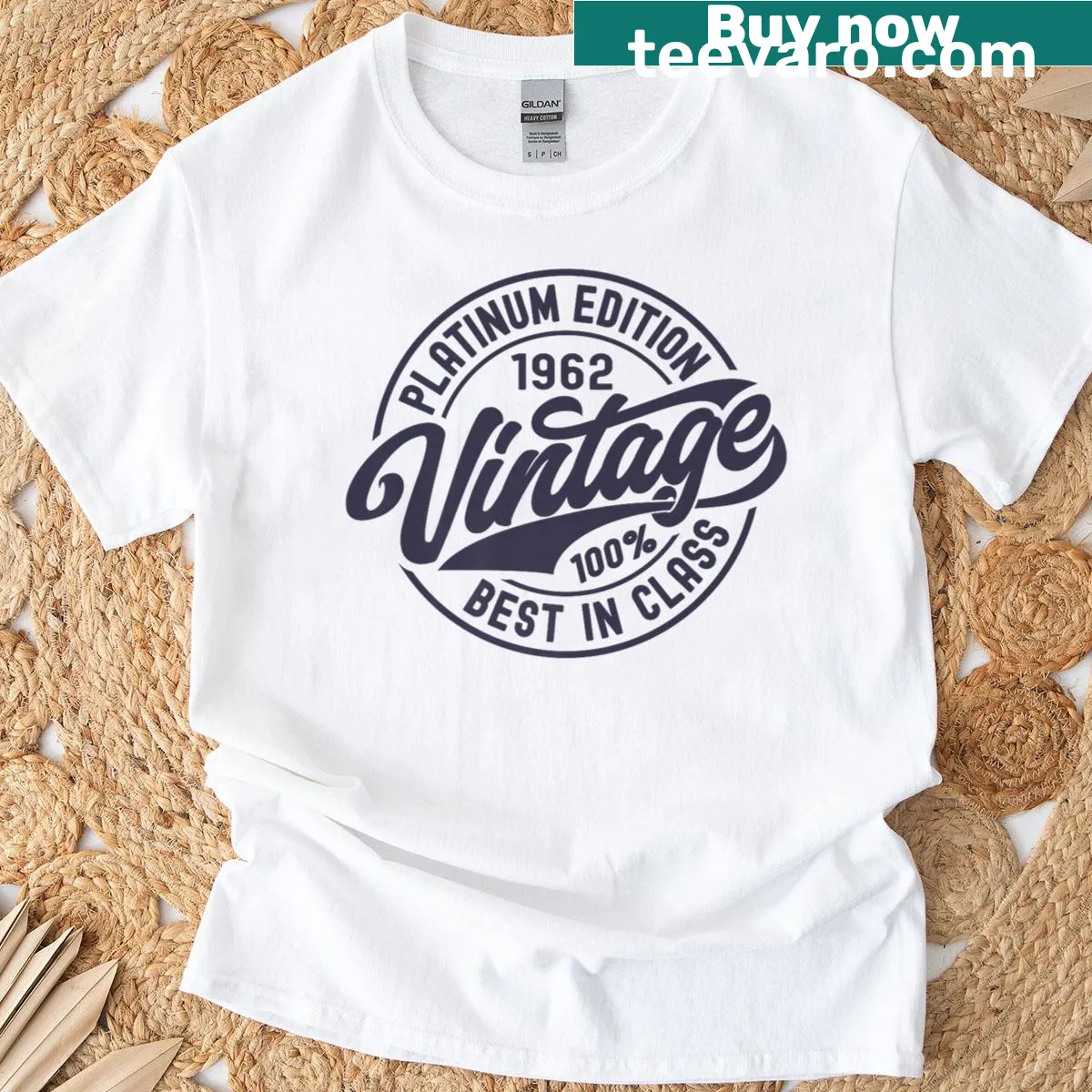 Vintage birthday t-shirt featuring the year 1962 in a simple design. — on a men's t-shirt