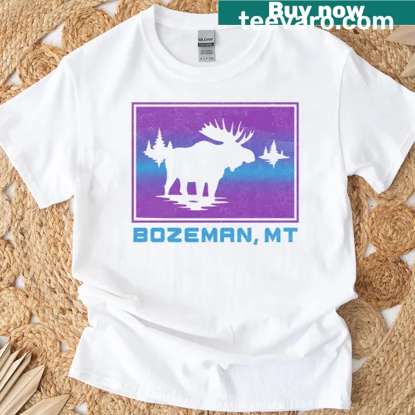Retro T-shirt with a mountain graphic inspired by Bozeman, Montana