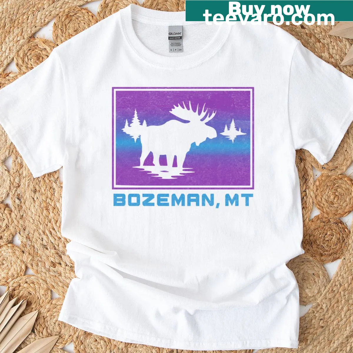 Retro T-shirt with a mountain graphic inspired by Bozeman, Montana — on a men's t-shirt