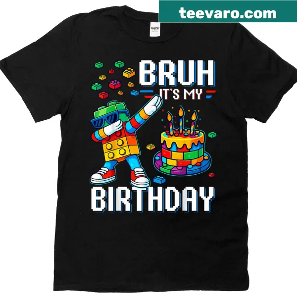 Fun birthday t-shirt featuring a master builder dabbing.