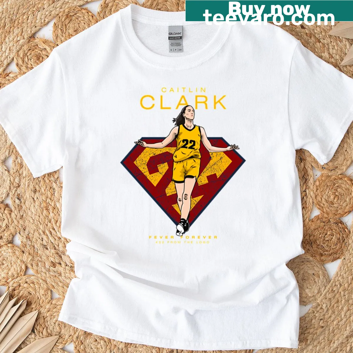Caitlin Clark Indiana Fever Basketball T-shirt featuring her name and logo — on a men's t-shirt