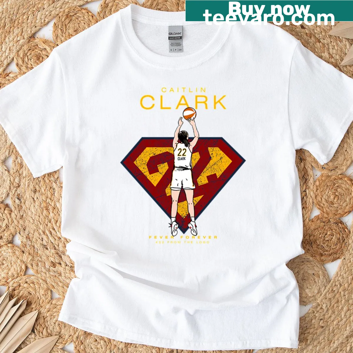 Caitlin Clark Indiana Fever T-shirt with her name and team logo — on a men's t-shirt