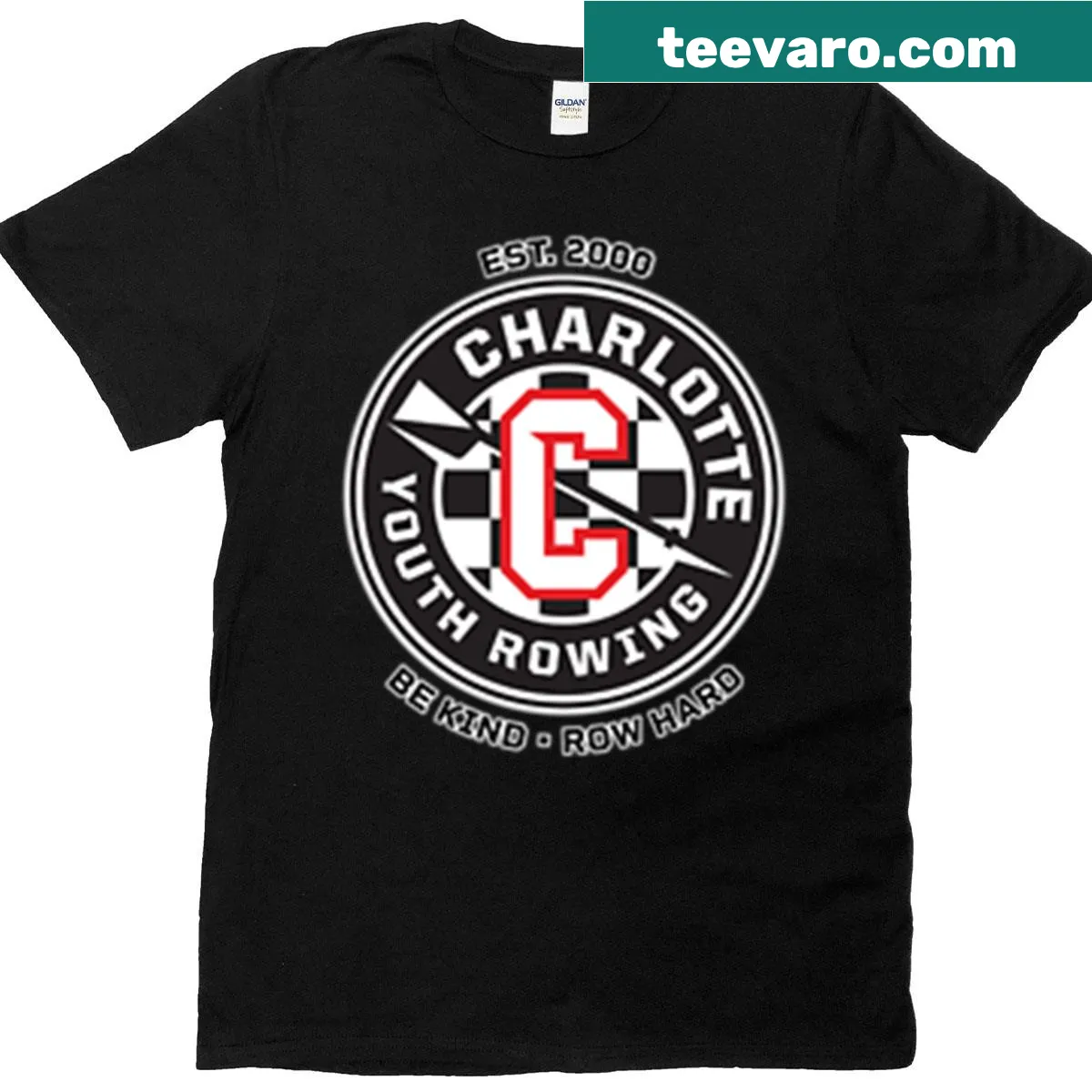 Charlotte Youth Rowing logo printed T-shirt for kids — on a men's t-shirt