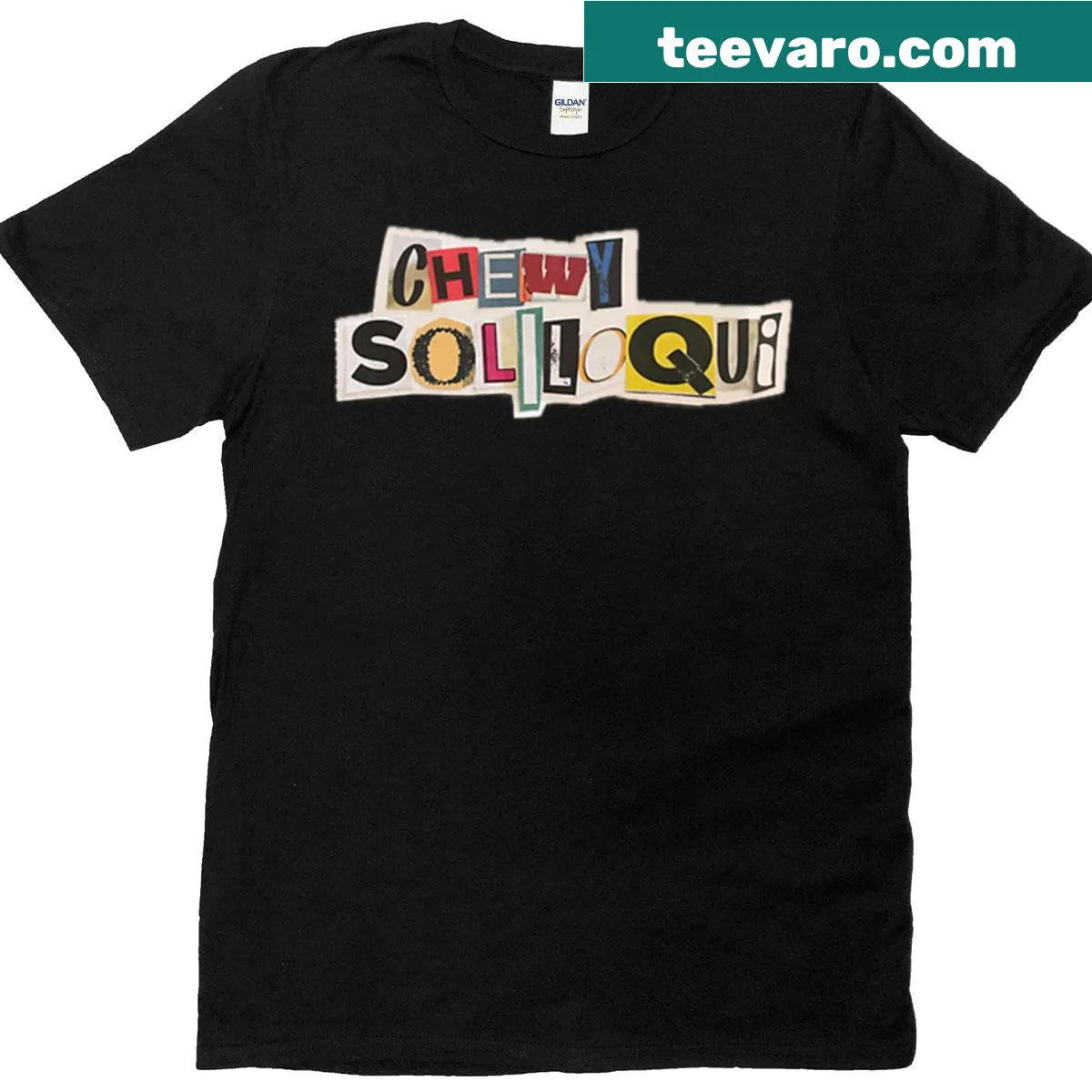 T-shirt featuring a unique soliloquy logo design. — on a men's t-shirt