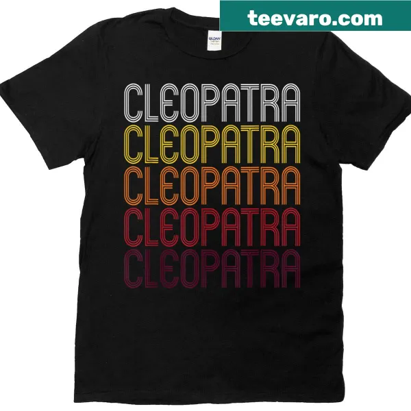 Vintage-style t-shirt featuring a Cleopatra-themed wordmark
