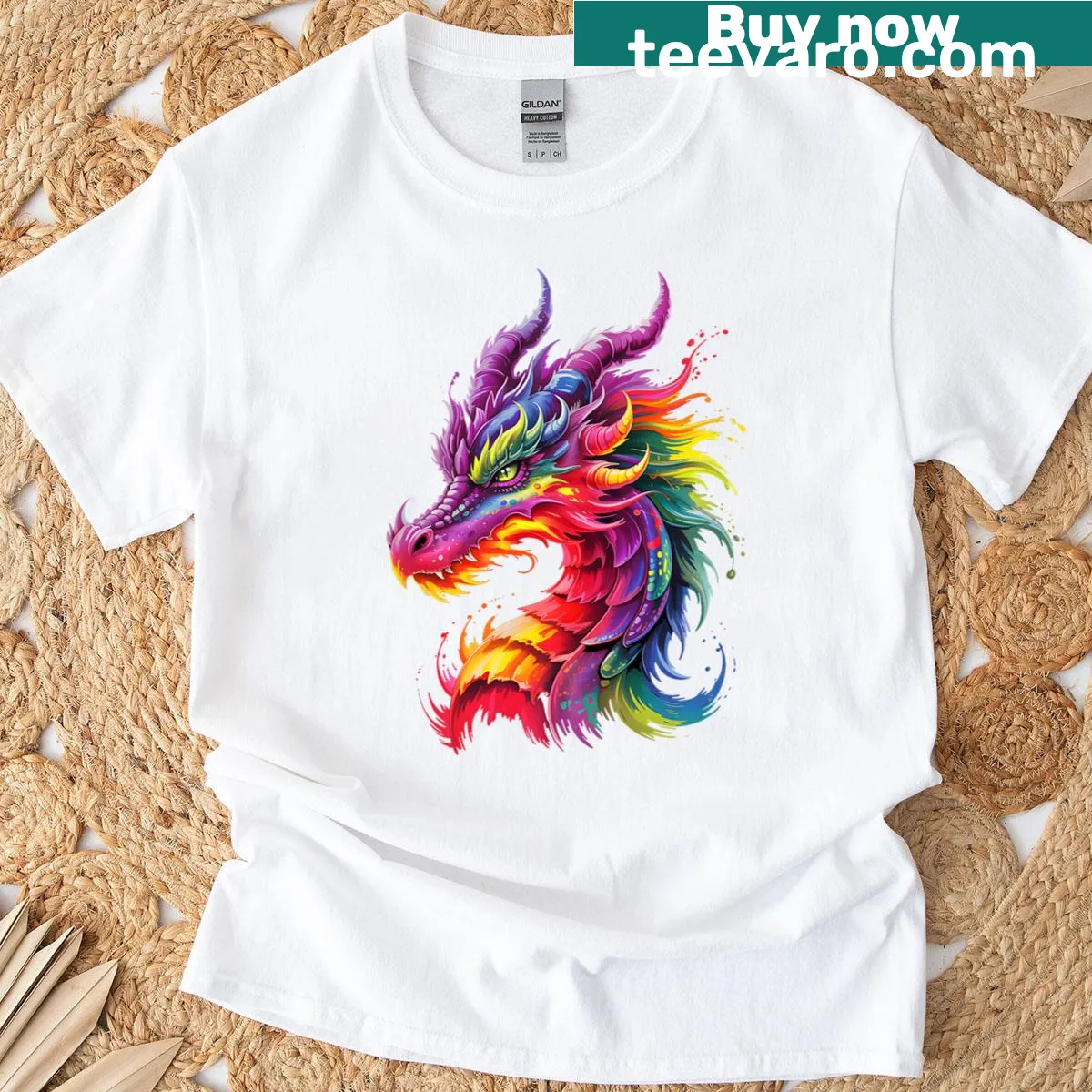 Abstract dragon design t-shirt showcasing fantasy art — on a men's t-shirt