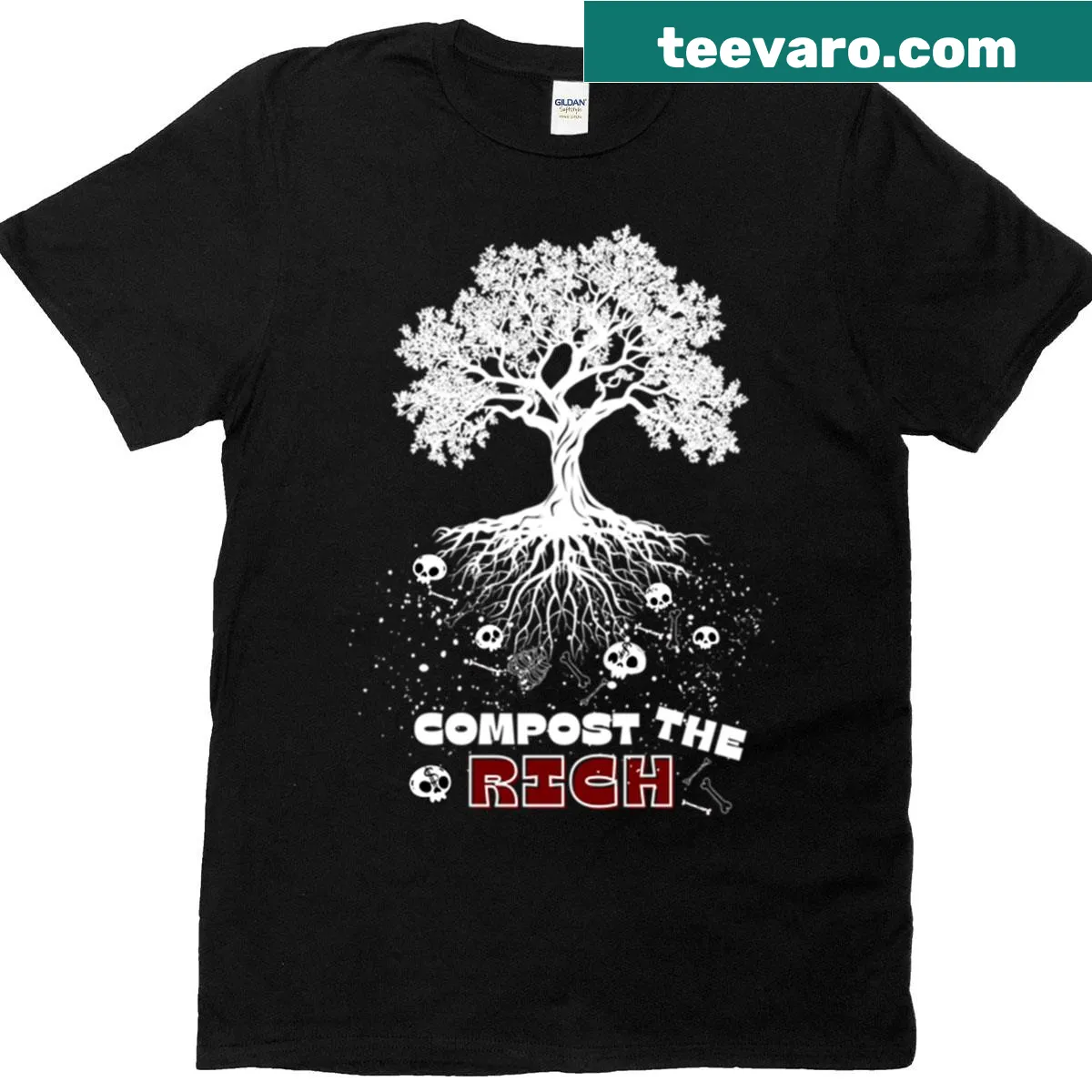 Text-based design reading 'Eat The Rich' expressing socialist ideals. — on a men's t-shirt