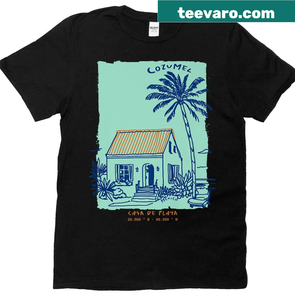 Vintage T-shirt featuring Cozumel Mexico diving art — on a men's t-shirt