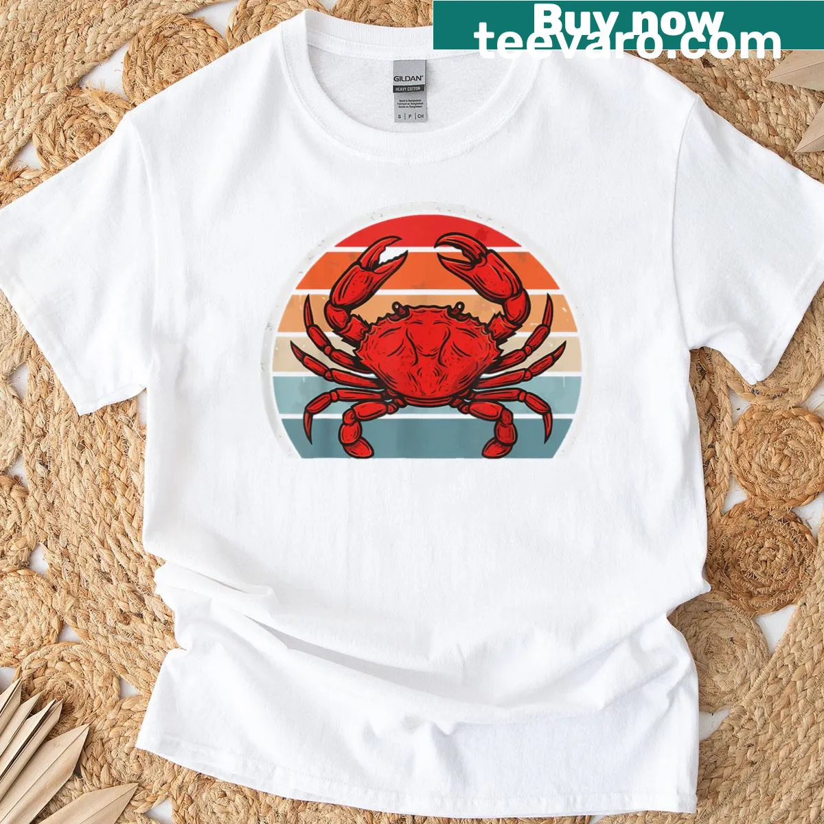 Vintage T-shirt featuring a retro crab design for seafood lovers — on a men's t-shirt
