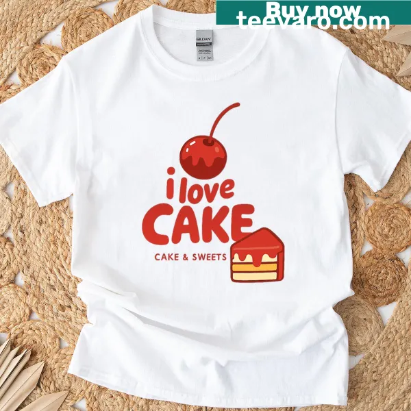 Cute t-shirt featuring a cake logo with a cherry on top