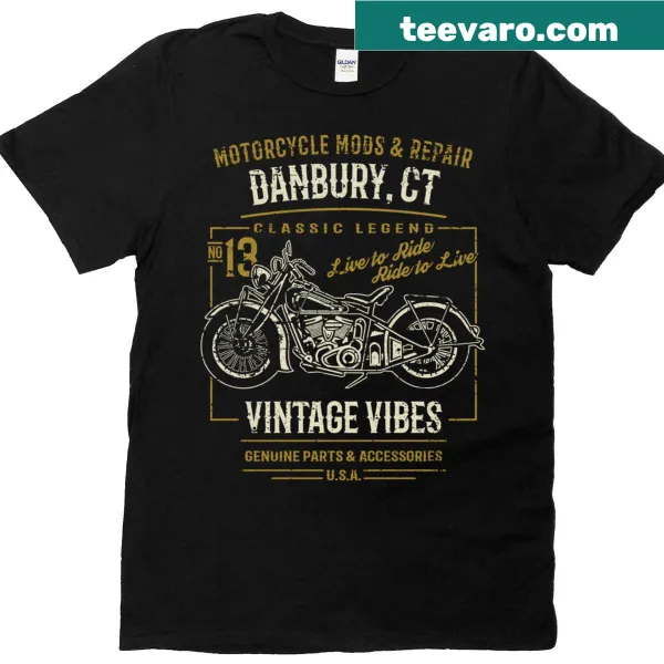 Vintage motorcycle design t-shirt celebrating Danbury, CT